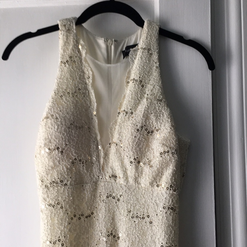 Cream and gold body con dress